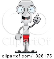 Poster, Art Print Of Cartoon Skinny Robot Swimmer With An Idea