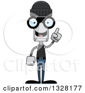 Clipart Of A Cartoon Skinny Robber Robot With An Idea Royalty Free Vector Illustration