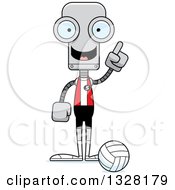 Clipart Of A Cartoon Skinny Robot Volleyball Player With An Idea Royalty Free Vector Illustration
