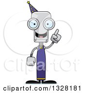 Clipart Of A Cartoon Skinny Wizard Robot With An Idea Royalty Free Vector Illustration