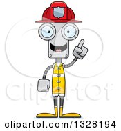 Poster, Art Print Of Cartoon Skinny Robot Firefighter With An Idea