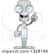 Clipart Of A Cartoon Skinny Robot Doctor With An Idea Royalty Free Vector Illustration