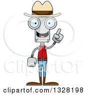 Poster, Art Print Of Cartoon Skinny Cowboy Robot With An Idea