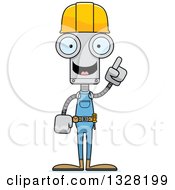 Poster, Art Print Of Cartoon Skinny Robot Construction Worker With An Idea