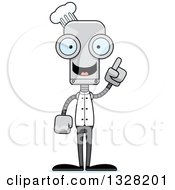 Clipart Of A Cartoon Skinny Robot Chef With An Idea Royalty Free Vector Illustration