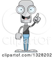 Poster, Art Print Of Cartoon Skinny Casual Robot With An Idea