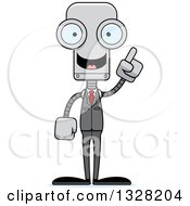 Clipart Of A Cartoon Skinny Business Robot With An Idea Royalty Free Vector Illustration