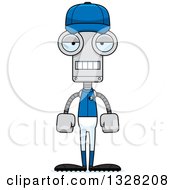 Clipart Of A Cartoon Skinny Mad Robot Baseball Player Royalty Free Vector Illustration