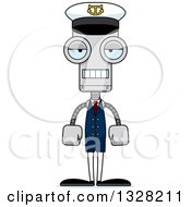 Clipart Of A Cartoon Skinny Mad Robot Boat Captain Royalty Free Vector Illustration