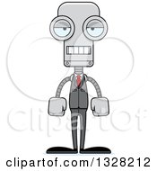 Clipart Of A Cartoon Skinny Mad Business Robot Royalty Free Vector Illustration