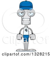 Clipart Of A Cartoon Skinny Mad Robot Sports Coach Royalty Free Vector Illustration