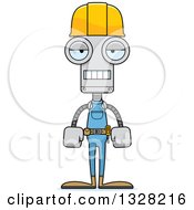 Clipart Of A Cartoon Skinny Mad Robot Construction Worker Royalty Free Vector Illustration