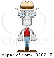 Clipart Of A Cartoon Skinny Mad Robot Cowboy Royalty Free Vector Illustration