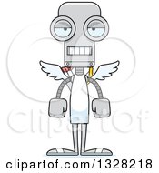 Clipart Of A Cartoon Skinny Mad Cupid Robot Royalty Free Vector Illustration