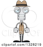 Clipart Of A Cartoon Skinny Mad Detective Robot Royalty Free Vector Illustration