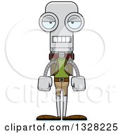 Clipart Of A Cartoon Skinny Mad Hiker Robot Royalty Free Vector Illustration by Cory Thoman