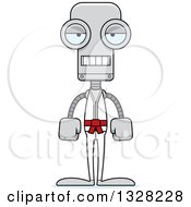 Clipart Of A Cartoon Skinny Mad Karate Robot Royalty Free Vector Illustration