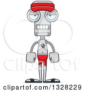 Clipart Of A Cartoon Skinny Mad Lifeguard Robot Royalty Free Vector Illustration