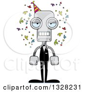 Clipart Of A Cartoon Skinny Mad Party Robot Royalty Free Vector Illustration