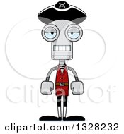 Clipart Of A Cartoon Skinny Mad Pirate Robot Royalty Free Vector Illustration
