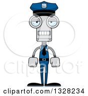Clipart Of A Cartoon Skinny Mad Robot Police Officer Royalty Free Vector Illustration