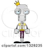 Clipart Of A Cartoon Skinny Mad Prince Robot Royalty Free Vector Illustration
