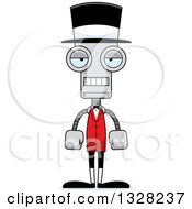 Clipart Of A Cartoon Skinny Mad Robot Circus Ringmaster Royalty Free Vector Illustration