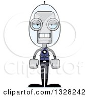 Clipart Of A Cartoon Skinny Bored Space Robot Royalty Free Vector Illustration