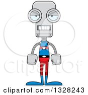Clipart Of A Cartoon Skinny Bored Robot Royalty Free Vector Illustration
