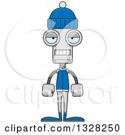 Poster, Art Print Of Cartoon Skinny Bored Robot In Winter Clothes