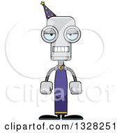Clipart Of A Cartoon Skinny Bored Wizard Robot Royalty Free Vector Illustration