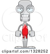 Clipart Of A Cartoon Skinny Bored Robot Wrestler Royalty Free Vector Illustration