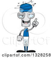 Clipart Of A Cartoon Skinny Drunk Or Dizzy Robot Baseball Player Royalty Free Vector Illustration