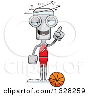 Poster, Art Print Of Cartoon Skinny Drunk Or Dizzy Robot Basketball Player