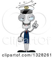 Clipart Of A Cartoon Skinny Drunk Or Dizzy Robot Boat Captain Royalty Free Vector Illustration