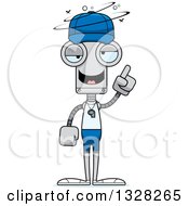 Clipart Of A Cartoon Skinny Drunk Or Dizzy Robot Sports Coach Royalty Free Vector Illustration