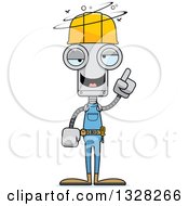Poster, Art Print Of Cartoon Skinny Drunk Or Dizzy Robot Construction Worker