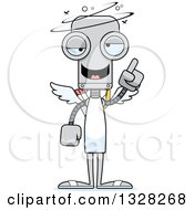 Clipart Of A Cartoon Skinny Drunk Or Dizzy Robot Cupid Royalty Free Vector Illustration