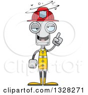 Poster, Art Print Of Cartoon Skinny Drunk Or Dizzy Robot Firefighter