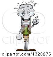 Poster, Art Print Of Cartoon Skinny Drunk Or Dizzy Robot Hiker
