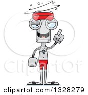 Clipart Of A Cartoon Skinny Drunk Or Dizzy Lifeguard Robot Royalty Free Vector Illustration