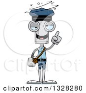 Clipart Of A Cartoon Skinny Drunk Or Dizzy Robot Mailman Royalty Free Vector Illustration by Cory Thoman