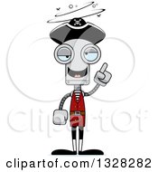 Clipart Of A Cartoon Skinny Drunk Or Dizzy Pirate Robot Royalty Free Vector Illustration