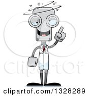 Clipart Of A Cartoon Skinny Drunk Or Dizzy Scientist Robot Royalty Free Vector Illustration
