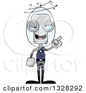 Clipart Of A Cartoon Skinny Drunk Or Dizzy Futuristic Space Robot Royalty Free Vector Illustration