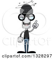 Clipart Of A Cartoon Skinny Drunk Or Dizzy Robber Robot Royalty Free Vector Illustration