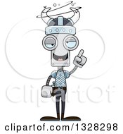 Clipart Of A Cartoon Skinny Drunk Or Dizzy Robot Viking Royalty Free Vector Illustration