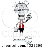 Clipart Of A Cartoon Skinny Drunk Or Dizzy Robot Volleyball Player Royalty Free Vector Illustration