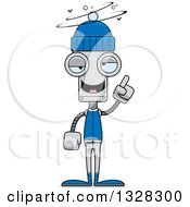 Poster, Art Print Of Cartoon Skinny Drunk Or Dizzy Robot In Winter Clothes