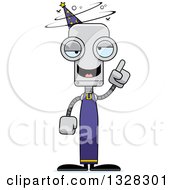 Clipart Of A Cartoon Skinny Drunk Or Dizzy Robot Wizard Royalty Free Vector Illustration